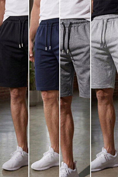 Veleno Men's 4-Piece Advantageous Pack Side-Piped Shorts Bermuda with Zippere...