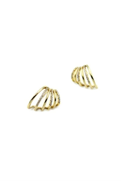 Marsilyan Nvdn- Ieg - Stone-Embellished Curved Earrings - Gold Iegrs-Nvdn1