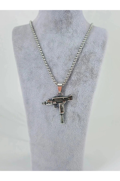 Marsilyan Nvdn- Ieg - Three-Dimensional Gun Figure Steel Men's Necklace Iegrs...