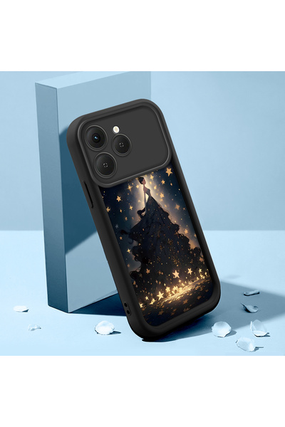 Hontinga Tecno Spark 40 Uyumlu Elbise Siyah Desen kamera koruyucu kılıf Silik...