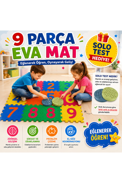 TOMBİ-X 33x33 Boyutlu 0,7 MM Kalınlığında Renkli 9 Parça Rakamlı Oyun Karosu ...