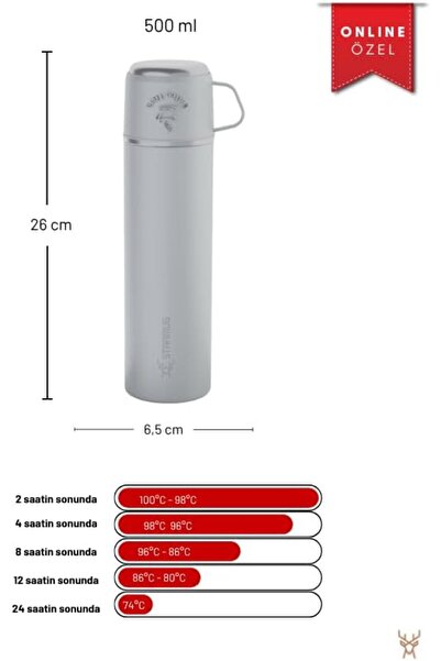 Yıldızan Terra Organik Trailmate Series 500 ml Steel Thermos with Cup Terra O...
