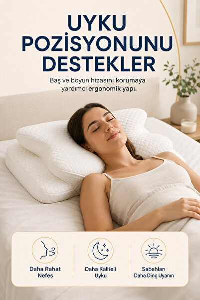 EpiRelax %100 Visco Ergonomik Boyun Yastığı 60x40 cm Baş Boyun Destekli Ortop...