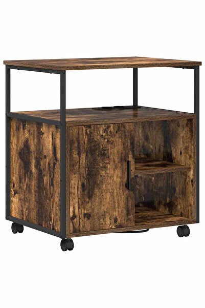 vidaxl Cabinet cu Stație de Încărcare Stejar fumuriu 61 x 46 x 67 cm