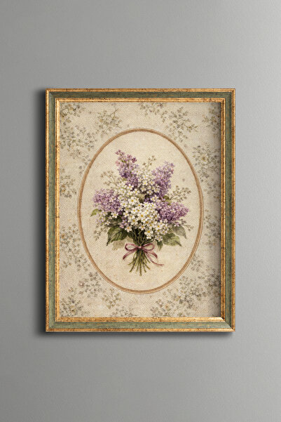 epiqart Romantic Spring Bouquet - Vintage Patterned Frame - Slim Model