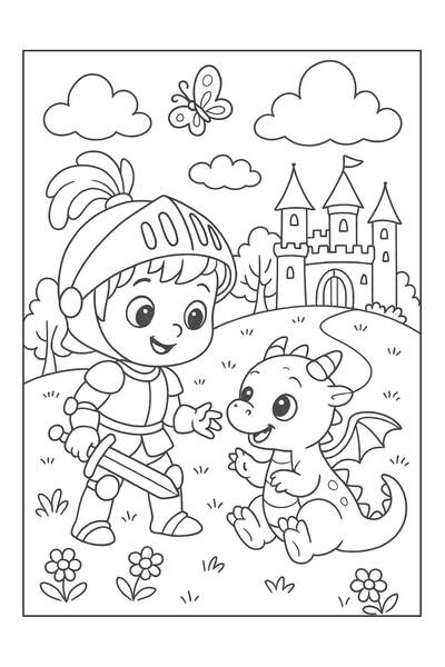 Jüpiter Çocuk Yayınları Fairy Tale World Coloring Book |   Unicorn, Prince, Princess and Dragon Themed Children's Coloring Book |   A4 Large Size 32 Sheets