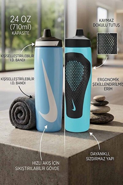 Nike Suluk, Sporcu Matarası, Mavi Matara, 24 oz Suluk, 710 ml Matara, Sızdırm...