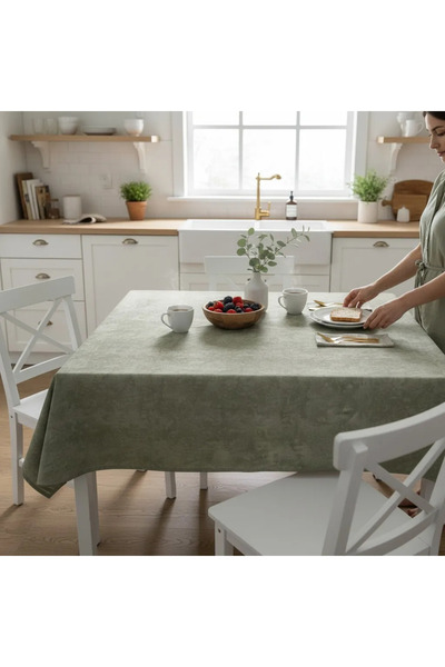 NufJoy Waterproof Tablecloth , Teflon Treated, Anti-Stain, Premium Cotton Tex...