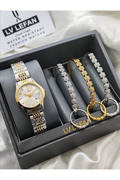 LV LEFAN Women's Watch with 3 Matching Accessory Bracelets.