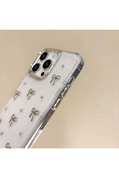 n noppax İphone 13 Pro Uyumlu Kurdele Desenli Parıltılı Kılıf