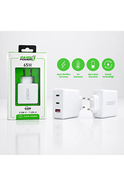 ParsPower Pars Power PRS-303 65W Çoklu Hızlı USB Type-C Pd - Gan Adaptör Şarj...