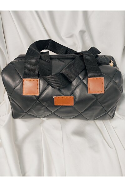 Leaf Accessory Geantă mare neagră din piele moale, de umăr și tip crossbody