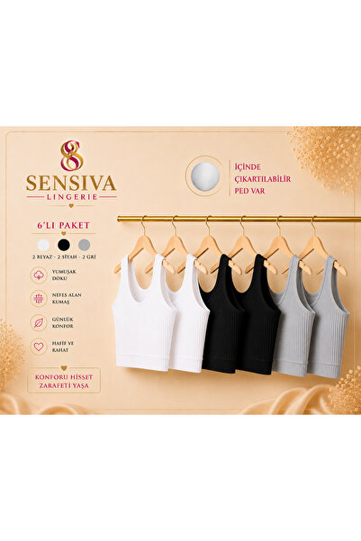 sensiva lingerie 6 قطع من البستير القطني السميك ذو الأشرطة القابلة للإزالة - ...