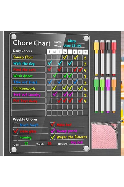 Arabest Acrylic Magnetic Chore Chart,Dry Erase Behavior Reward Chart,8x12 Inc...
