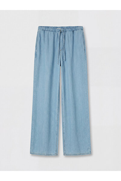 LC Waikiki Indigo Elastic Waist Wideleg Women's Jean Trousers