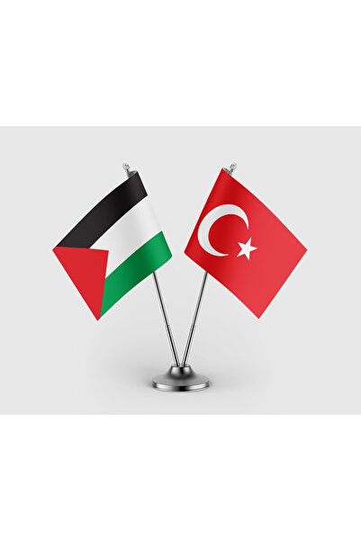 puntodizayn Filistin Bayrağı ve Türk Bayrağı İkili Saten Masa Bayrağı Takımı