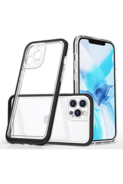 Hurtel Clear 3in1 Back Cover Silicone 1.1mm Black (iPhone 12 Pro Max)