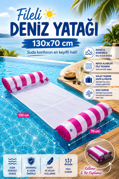 craftivio Fileli Deniz Yatağı Su Hamağı Katlanabilir Şişme Havuz Koltuğu ve Ş...