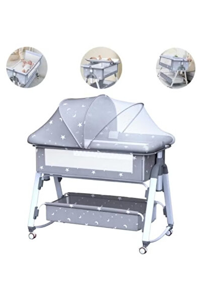 GGEROU Baby Bassinet Bedside Sleeper with Mosquito Net and Storage Basket, 4 ...