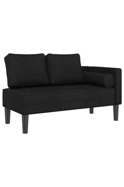 vidaxl Șezlong cu perne, negru, material textil