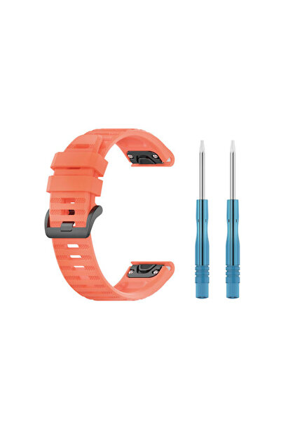 Other Σονίκ Λουράκι Σιλικόνης Ριγέ Κοραλλί (Garmin Fenix 5/5 Plus/6/6 Pro/7/S...