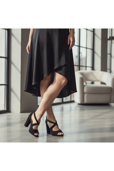 OEM Elegant women's heeled Sandals , minimalist design, made of eco- Leather ...