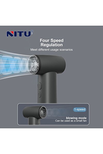 NITU JetFan mini Electric Turbo Wireless Air Blower, 100000RPM, 4-Speed, Rechargeable (Blue)