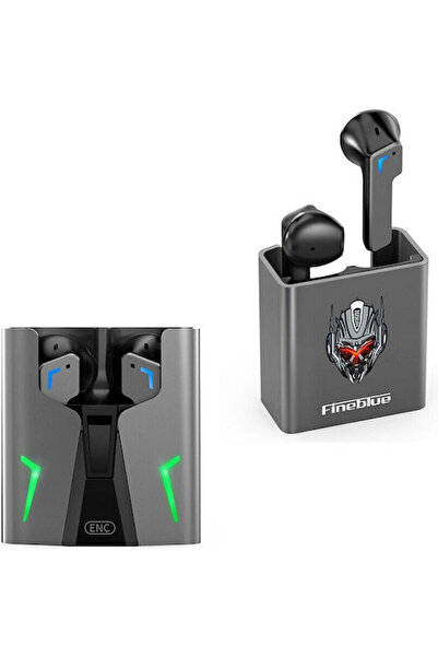 Fineblue KINGKONG Ακουστικά Bluetooth Handsfree με Θήκη Φόρτισης Γκρι