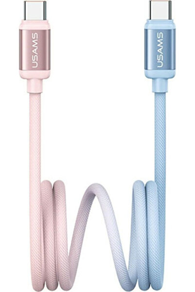 Usams Σειρά Πλεκτό Καλώδιο USB 2.0 USB-C Αρσενικό - USB-C 60W PD Μπλε 1.2μ