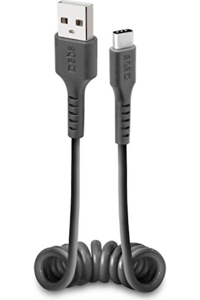SBS Σπιράλ Καλώδιο USB 2.0 USB-C αρσενικό - USB-A Μαύρο 0,5μ