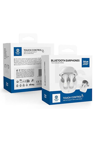 Blue Star BK92 Ενδοωτικά Ακουστικά Bluetooth Handsfree με Θήκη Φόρτισης Λευκά