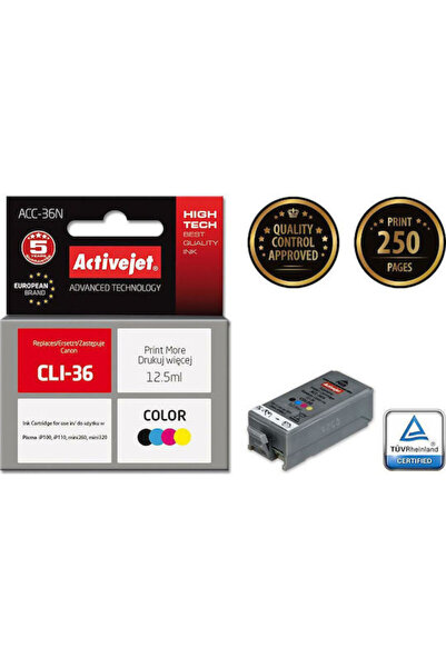 Active Συμβατό μεjet Μελάνι για εκτυπωτή inkjet Canon CLI-36 Πολύχρωμο / Μαύρ...