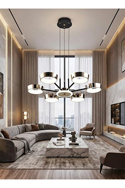 spolux Modern Lighting, chandelier, 3 color LED Light, Black + Gold Color, 70...