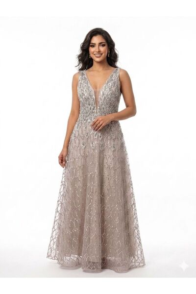 DAY BY DAY Women's Evening Dress Long Embroidered Sequined Gown