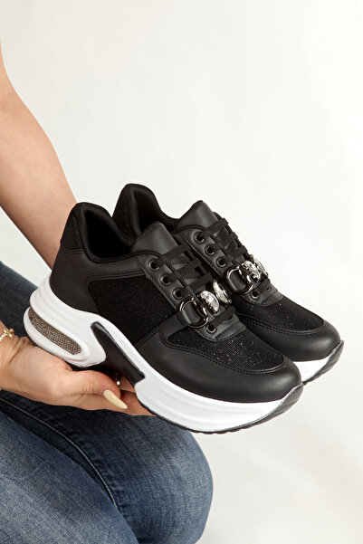 Mamito Ayakkabı Mdl 672 Stone Detailed Lace-Up High-Sole Sports Shoes