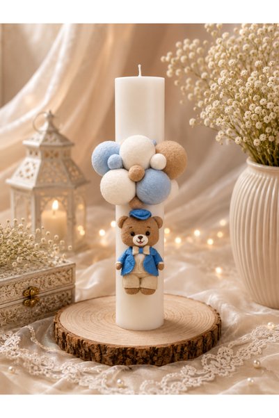 BUTERFLYMODEM Lumânare de Botez Blue Teddy 2