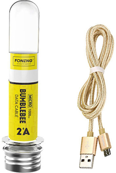 FONENG Bumblebee 1μ Πλεκτό Καλώδιο USB 2.0 σε micro USB Χρυσό