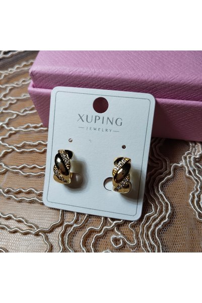 XUPING JEWELRY Xuping Jewelery Zircon Stone Mini Stone Hoop Earrings