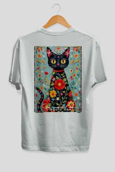 Ankhises 81 Cats for Cat Lovers Printed White Oversize T-Shirt 100% Cotton Un...