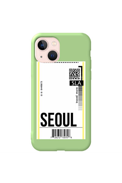 Other Apple iPhone 13 Seoul Travel More Light Green Colored Silicone TPU Θήκη