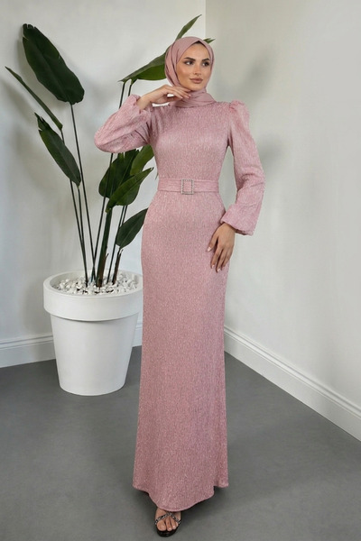 Aysan Moda Taş İşlemeli Ve Taş Kemerli Abiye Elbise