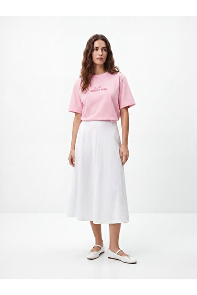 Ltb Love Yourself More Printed Pink T-Shirt