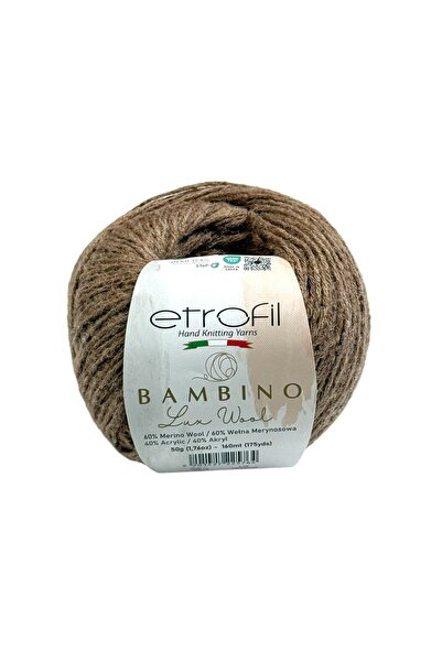 Etrofil Bambino Lux Fire de tricotat moale, culoare maro alune, 60% lână meri...