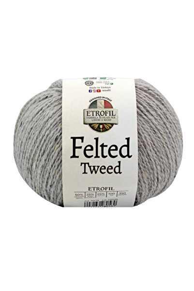 Etrofil Felted Tweed Knitting Yarn Smoky Anthracite 50% Organic Merino Wool 2...