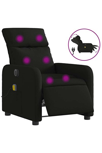 vidaxl Fotoliu electric de masaj rabatabil, negru, textil