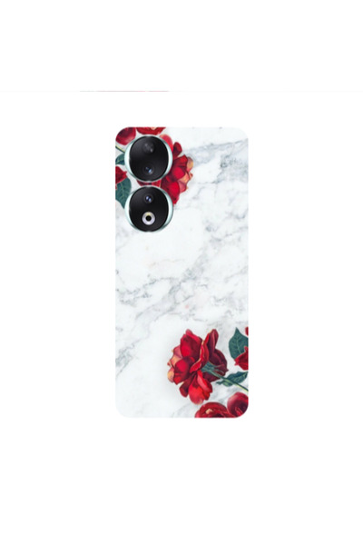 Other Honor 90 5G red roses marble Transparent Silicone TPU Θήκη