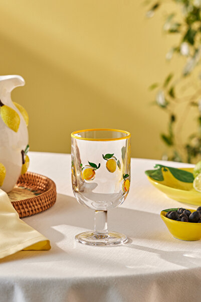Karaca Limon Desenli Meşrubat Kadehi 390 ml Sarı