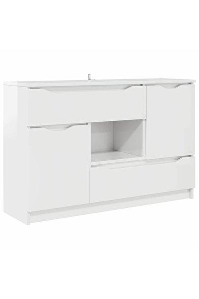 vidaxl Bufet cu sertar Alb lucios 100 x 30 x 65,6 Lemn compozit