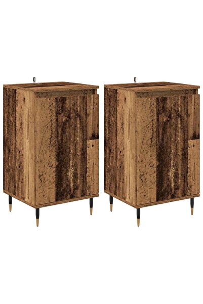 vidaxl Bufet 2 pcs Lemn Vechi 40 x 35 x 70 cm Lemn Ingineresc și Fier