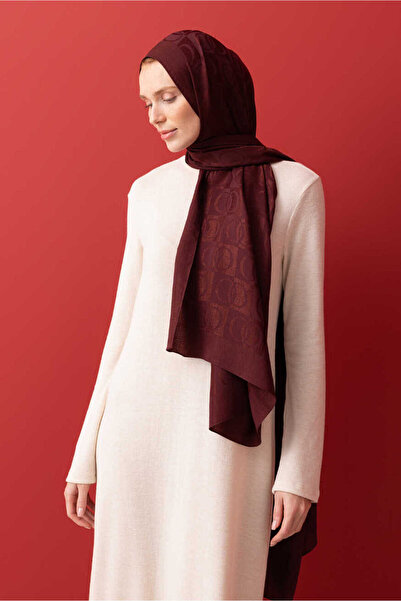 Imannoor Dama Desen Bordo Naia Pamuk Şal 70x200